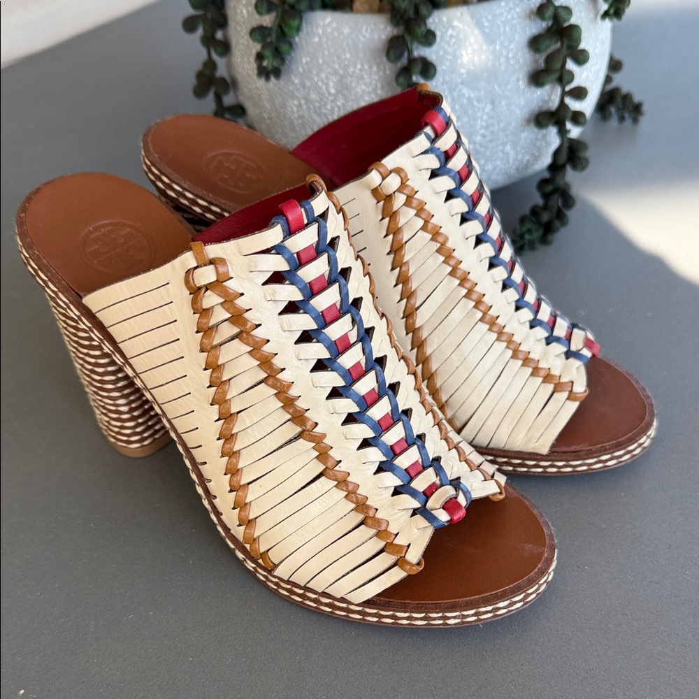 NEVER WORN!  Tory Burch, Stitched 100 mm Mules